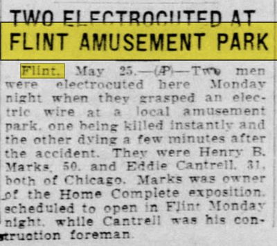 Flint Park (Flint Amusement Park) - May 25 1926 Article (newer photo)